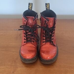 Kids Glittery Red Dr. Martens Boots - 3